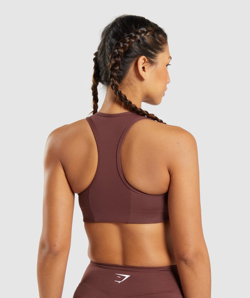 Women's Gymshark Essential Racer Back Sports Bra Dark Brown | CA N8A761